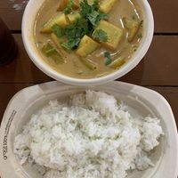 Red curry with Shan chickpea tofu and pumpkin   at Pakbai - Food Stall in Chiang Mai