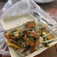 Basil tofu with ricee #Veganuary at Pakbai - Food Stall in Chiang Mai