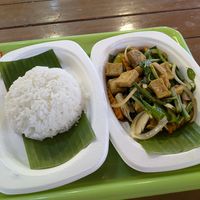 Vegan Stir Fry Basil Tofu with Rice at Pakbai - Food Stall in Chiang Mai