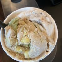 Half coconut pandan and half cookie swap…both were simply decadent!!!   at Salt & Straw in Sacramento