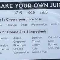 JuiceMate’s make your own menu (Jan 2023).   at JuiceMate in Hobart