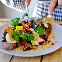 Adobo tofu and mushroom bruschetta  at Pala in Osborne Park