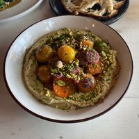 Hummus and pickled vegetables at Cocina Frau Holle in Frutillar