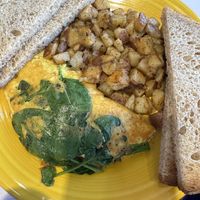 Vegan Popeye omelette   at Smile of the Beyond in Jamaica