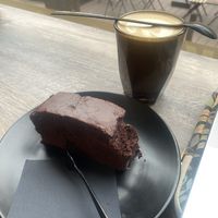 Bad lighting but good brownies!  at Roots in Frankfurt