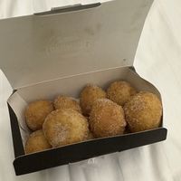 Cinnamon sugar and cinnamon sugar with strawberry jam inside - very sweeeet for my taste   at Lukumades in Chippendale