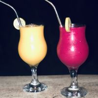 Orange & Mango (diners own creation) and Mixed Fruit   at Red Pomelo Bar & Restaurant in Penida Island