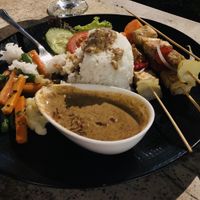 Tempeh skewers { sorry my husband starting eating before I had a chance to photograph the meal😄}  at Red Pomelo Bar & Restaurant in Penida Island