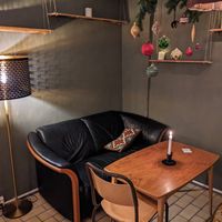 Corner table downstairs at Svermeri kafe og redesign in Tromsoe