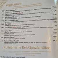 Speisekarte at Taj Mahal in Birkenau