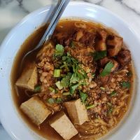 Tom yum with yellow noodle. at May Veggie Home Express - ประสานมิตรพลาซ่า in Bangkok