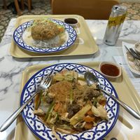 Sukiyuki and the katsu/fried chikn rice  at May Veggie Home Express - ประสานมิตรพลาซ่า in Bangkok
