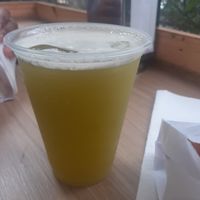 Sugar cane juice with lemon (super refreshing) at Pastel Kyoto in Sao Paulo