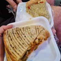 Broccoli and vegan cheese pie and batata and legumes pie (vegan and gluten-free) at Health Valley Barra in Salvador