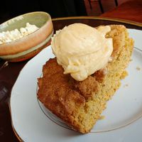 Rhonda's Cornbread, savory, spicy and sweet cornbread, served warn with vegan mapple butter. at Abricot Bar in Paris