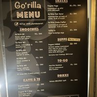 Menu  at Gorilla Inc in Silkeborg