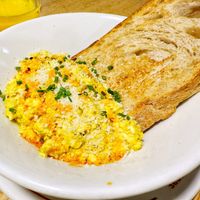 Vegan scrambled eggs  at Misto Café Bar in Pontevedra