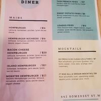 Menu at Lyces in Ottawa