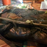 Steaming tamale at Sativa Studio Cafe in Banos