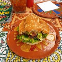 Vegan Burger at Sativa Studio Cafe in Banos