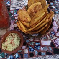 Tasty Patacones (good for sharing, it's a large portion) at Sativa Studio Cafe in Banos