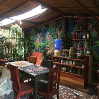 inside at Sativa Studio Cafe in Banos