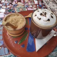Café con leche de soja riquísimo! at Sativa Studio Cafe in Banos