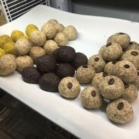 Pumpkin, vanilla, chocolate and coffee macaroons  at Consciousfork in Warwick