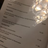 The menu  at Gasthof Eyachperle in Haigerloch