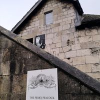 The outside - steps up to where you need to order (January 2023) at The Perky Peacock in York