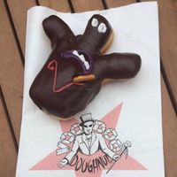 the house doughnut at Voodoo Doughnut in Portland