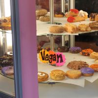 vegan doughnut selection at Voodoo Doughnut in Portland