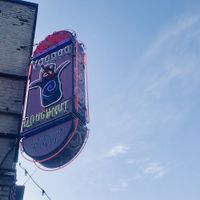 Voodoo Doughnut’s sign at Voodoo Doughnut in Portland