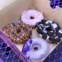 Grape Ape, Dirt, Homer, and Chuckle at Voodoo Doughnut in Portland