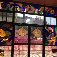 Stain glass inside  at Voodoo Doughnut in Portland