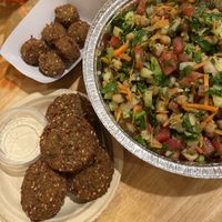 Galilee Salad, Falafel, and falafel bites  at Gaililee Falafel & Shawarma in Lake Worth