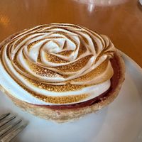 Rose strawberry rhubarb pie. Gf/V at At Sara's Table Chester Creek Cafe in Duluth