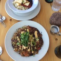 Japanese pancake & tofu/black bean at At Sara's Table Chester Creek Cafe in Duluth