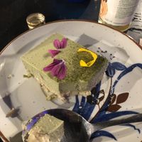 And the dessert (green matcha cake)  at The Green Field - Het Groene Veld in Amsterdam