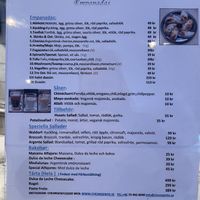 Menu, vegan options marked with (vg)  at Che Argento in Gothenburg