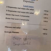 Lunch menu  at Che Argento in Gothenburg