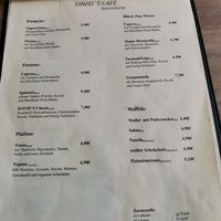 Menu card side 2 at David's Cafe in Dusseldorf