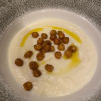 Cauliflower soup with roasted chickpeas.  at Vila Planinka in Zgornje Jezersko