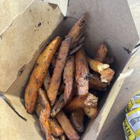 Black garlic fries, size small  at Chicken Crossing in Eugene
