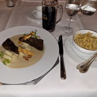 Hauptgericht: Maronen-Linsen-Braten, Schwarzwurzeln und Spätzle at Hotel & Restaurant Ratskeller Wiedenbrück in Rheda Wiedenbrueck