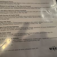 Menu with vegan option clearly marked  at The Wren in Toronto