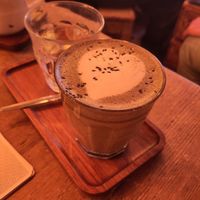 Black sesame coffee at Kaffeehaus Krumm & Schief in Bamberg