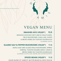 Vegan menu at Deux Amis in Whalley