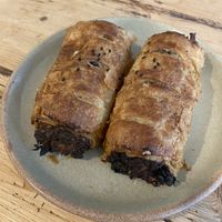 Mushroom, pearl barley and rye sausage rolls  at Hart's Bakery in Bristol