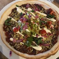 Vegan tortillas with avocado, cheese, sour cream, refried beans and salsa picante   at Moose Coffee in Liverpool